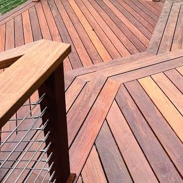 Hardwood deck with cable railing